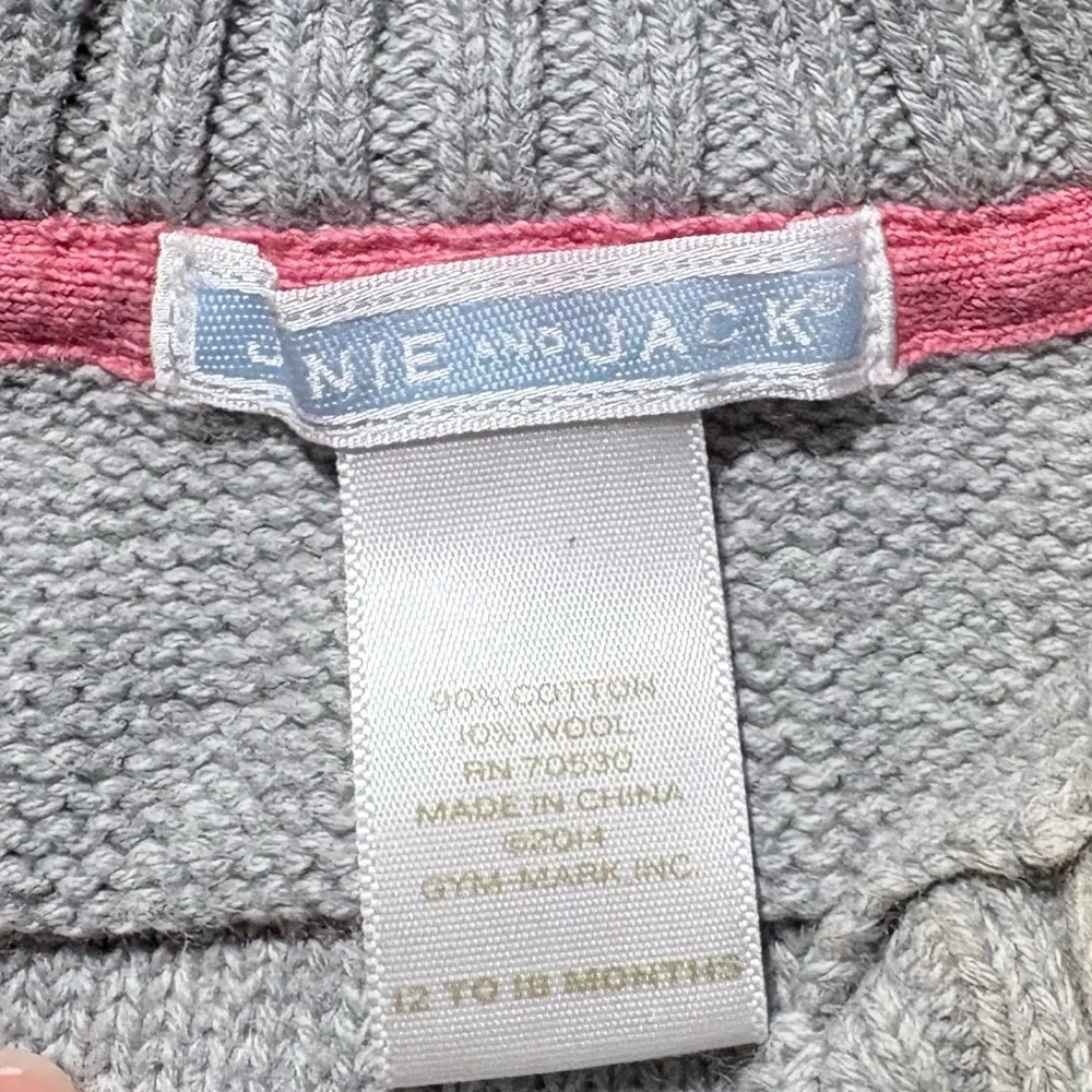 Janie and Jack Boys Textured Henley Sweater Gray Preppy Knit 12-18 Months💚
